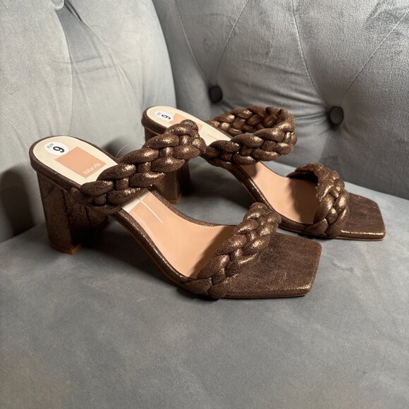 Dolce Vita Metallic Bronze Braided Block Heel Sandals – Women’s Size 9 - Picture 6 of 10